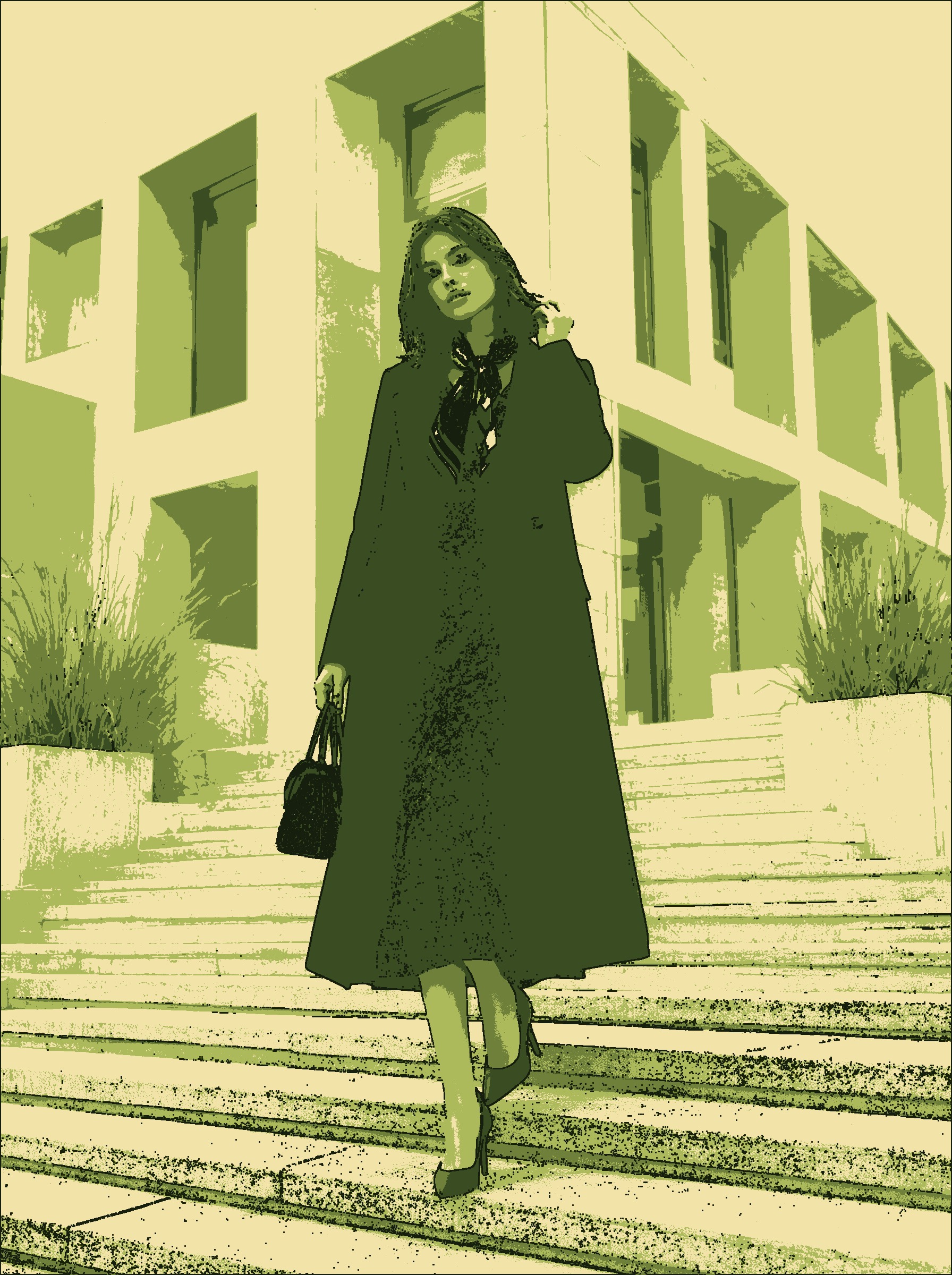 Outfit shot with the matcha filter