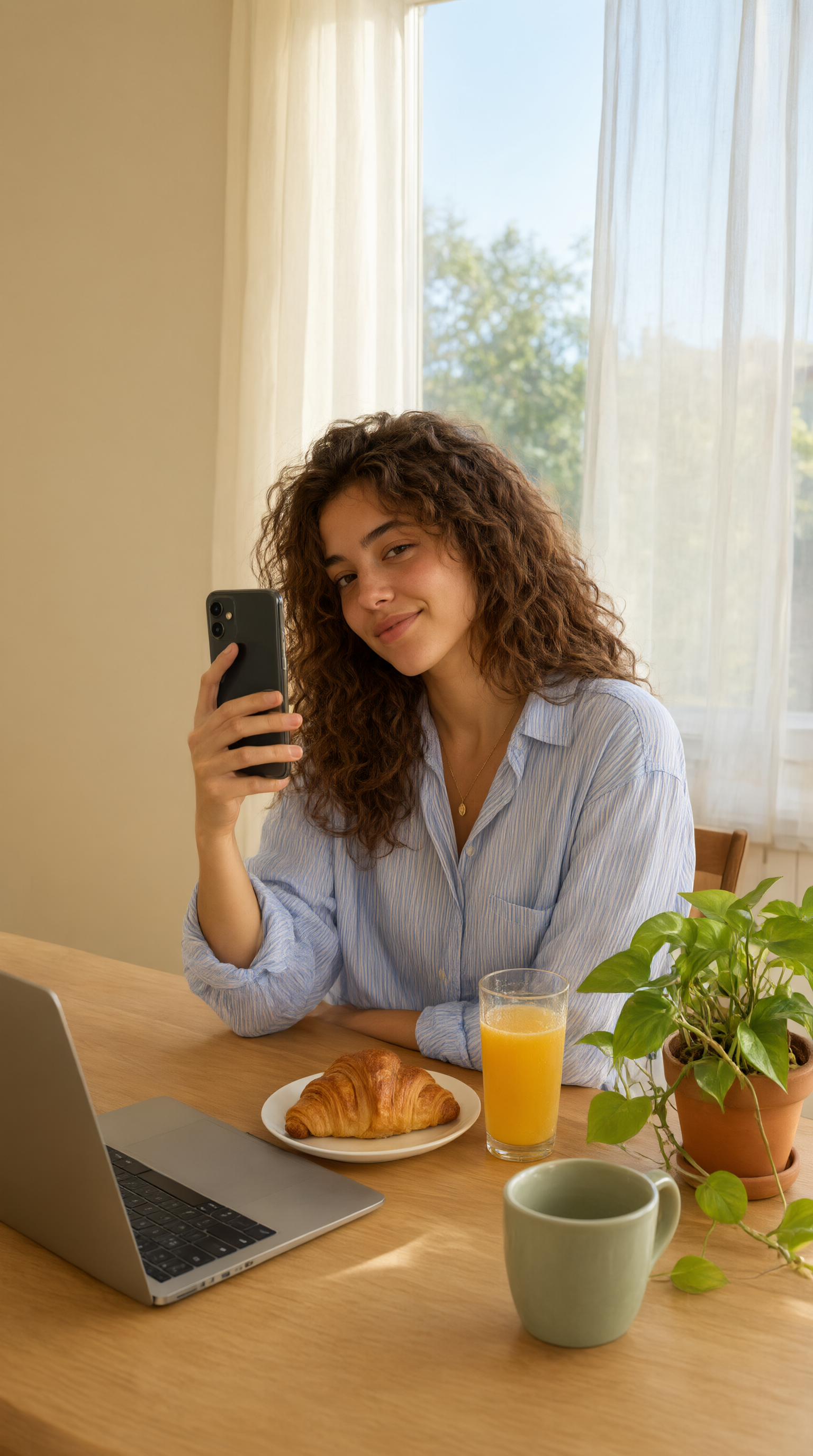 Selfie — actual AI filter-removal result