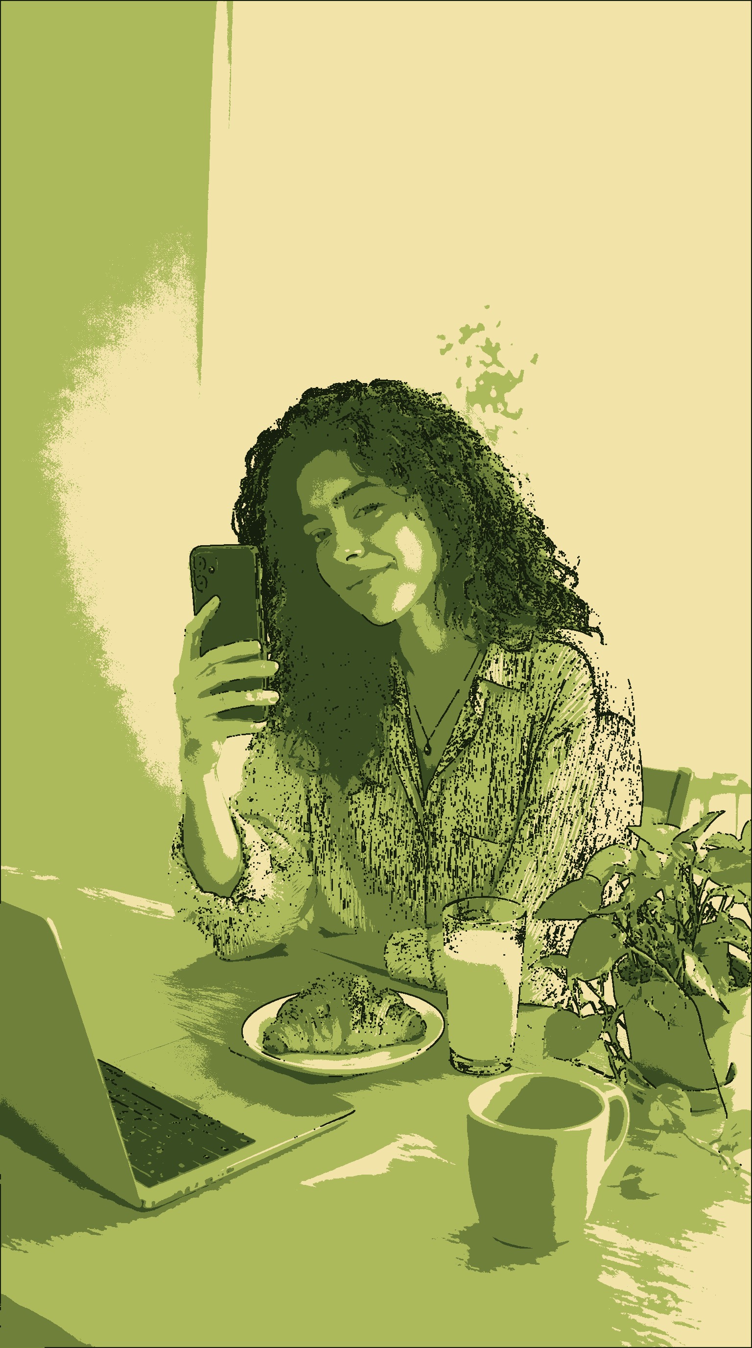 Selfie with the matcha filter
